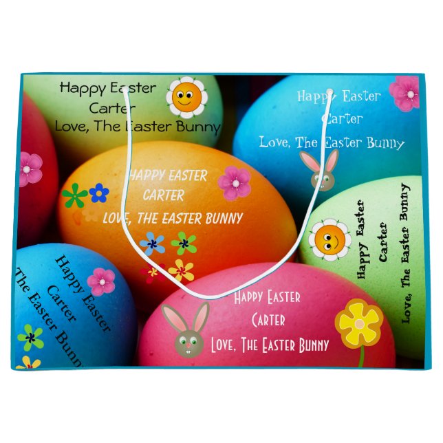 Personalized Easter Bunny Large Gift Bag (Front)