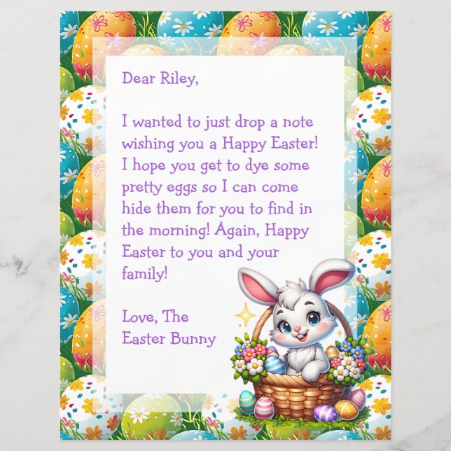 Personalized Easter Bunny Letter for Kids (Front)
