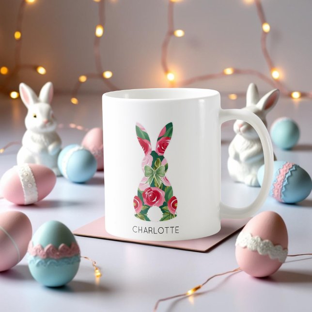 Personalized Easter Bunny Mug with Floral Design (Personalized Easter Bunny Mug with Floral Design)