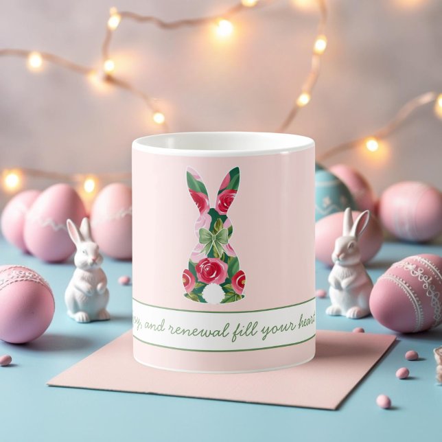 Personalized Easter Bunny Mug with Pastel Pink  (Personalized Easter Bunny Mug with Pastel Pink)