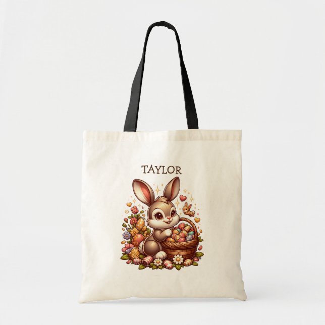 Personalized Easter Bunny Rabbit Tote Bag (Front)