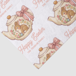 Personalized Easter Bunny Teapot Floral Tissue Paper