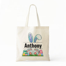 Personalized Easter Bunny Tote Bag - Custom Name 