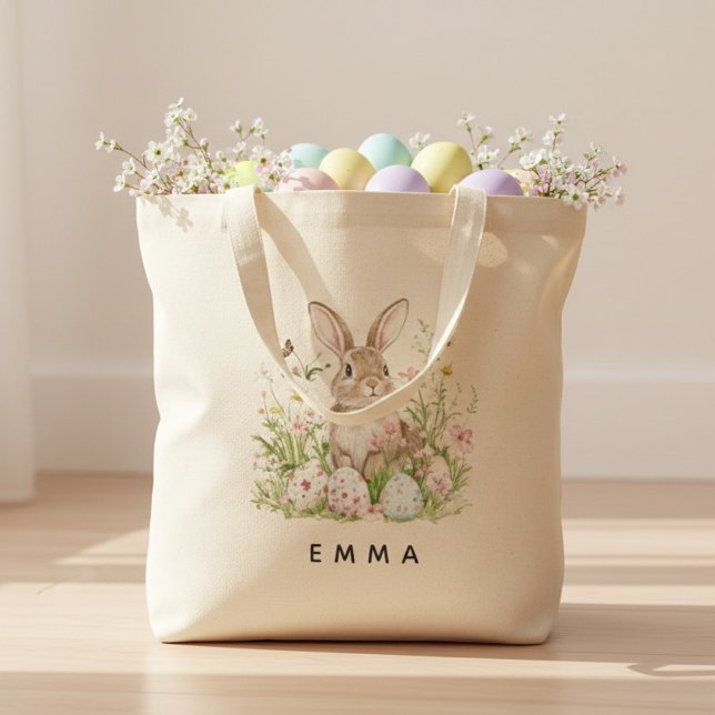 Personalized Easter Bunny Tote Bag with Name (Créateur téléchargé)