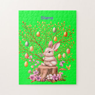 Personalized Easter Bunny Tree Jigsaw Puzzle