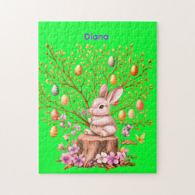 Personalized Easter Bunny Tree Jigsaw Puzzle (Vertical)