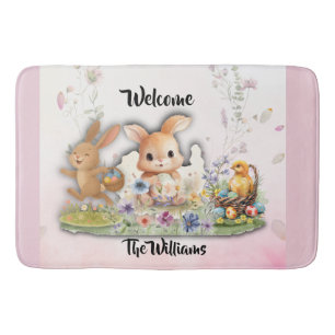 Personalized Easter Bunny Welcome Bath Mat