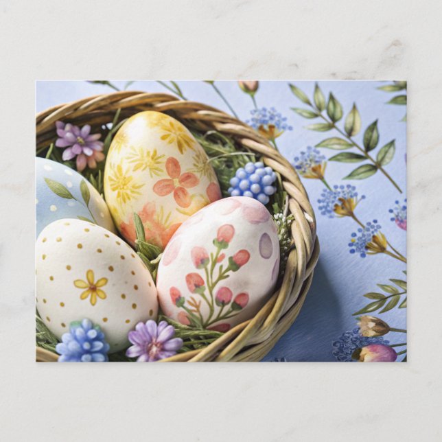 Personalized Easter card with painted eggs (Front)