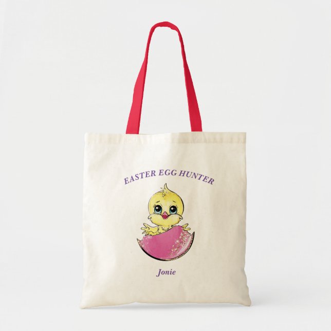 Personalized Easter Chick Egg Hunt Chick Tote Bag (Front)