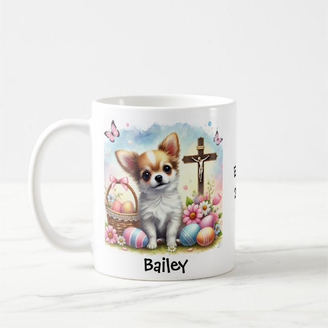 Personalized Easter Chihuahua Dog  Coffee Mug (Left)
