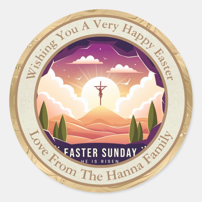 Personalized Easter | Church and Sunday School Classic Round Sticker (Front)
