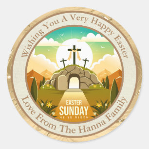 Personalized Easter   Church and Sunday School Classic Round Sticker