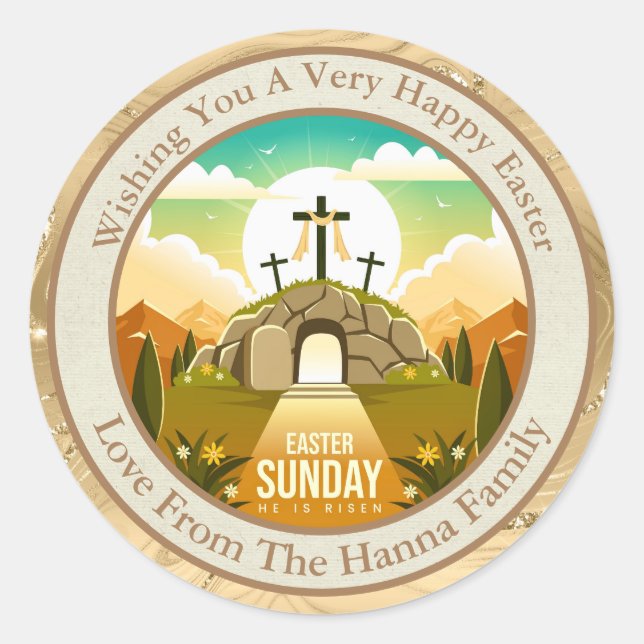 Personalized Easter | Church and Sunday School Classic Round Sticker (Front)