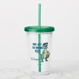 Personalized Easter Dinosaur Egg Hunting Buddy Acrylic Tumbler