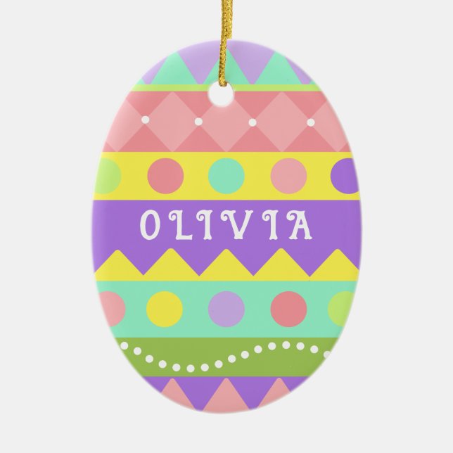 Personalized Easter Egg Ceramic Ornament (Front)