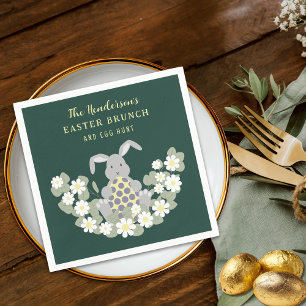 Personalized Easter Egg Hunt Brunch Bunny Floral Napkin