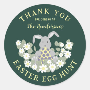 Personalized Easter Egg Hunt Bunny Thank You Classic Round Sticker