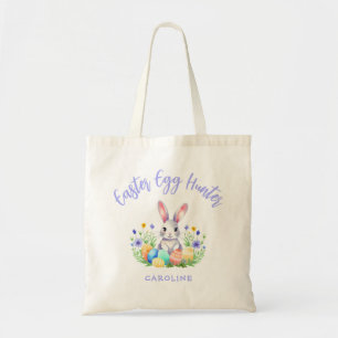 Personalized Easter Egg Hunter Bunny Tote Bag