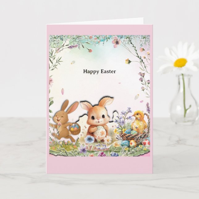 Personalized Easter Folded Greeting Card (Small Plant)
