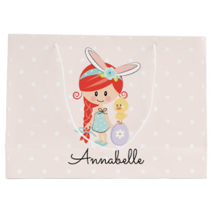 Personalized Easter Gift Bag Bunny Ears Redhead