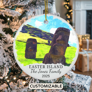 Personalized Easter Island Ornament, Chile Ceramic Ornament