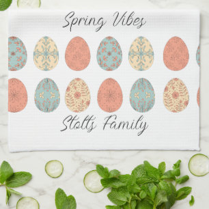 Personalized Easter Kitchen Towel – Pastel Floral