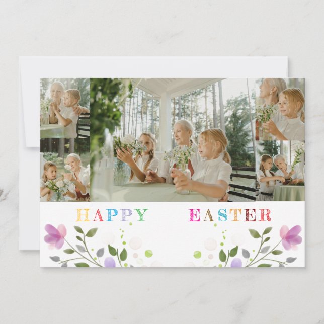 Personalized Easter Photo Collage Flat Card  (Front)