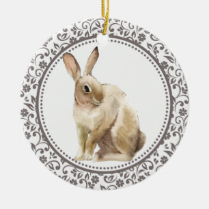 Personalized Easter Rabbit design Ceramic Ornament