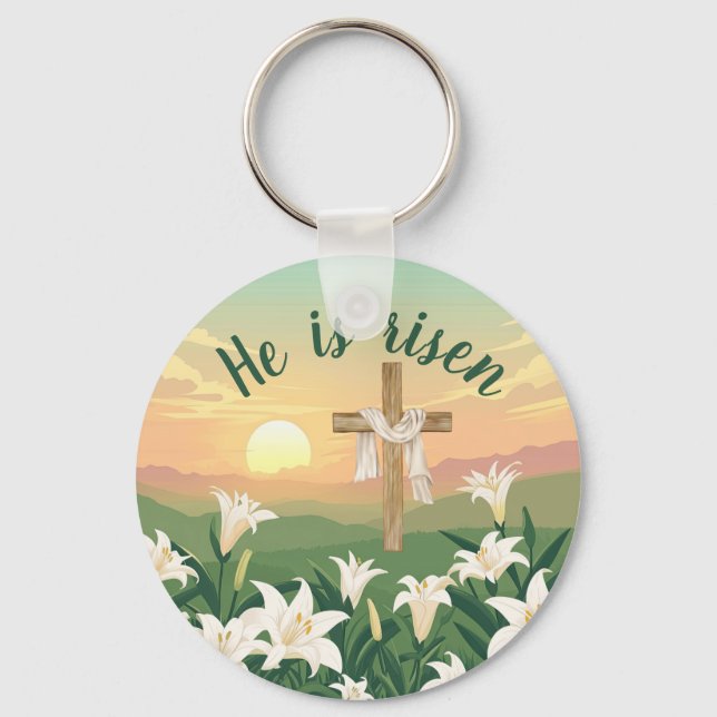Personalized Easter sunrise Christian cross  Keychain (Front)