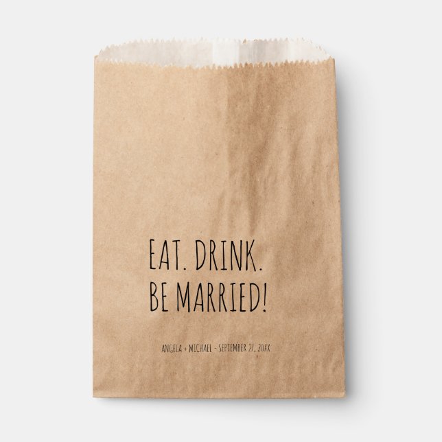 Personalized Eat Drink Be Married Wedding Treat Favour Bag (Front)