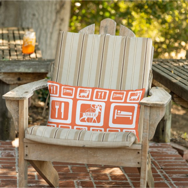 Personalized Eat Sleep Hunt Orange Pillow (Chair)