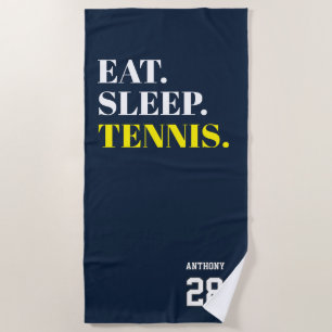 Personalized Eat Sleep Tennis Beach Towel