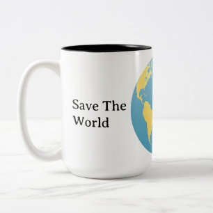 Personalized Eco-Globe Minimalist Planet Two-Tone Coffee Mug