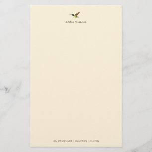 Personalized Ecru Anna's Hummingbird Stationery