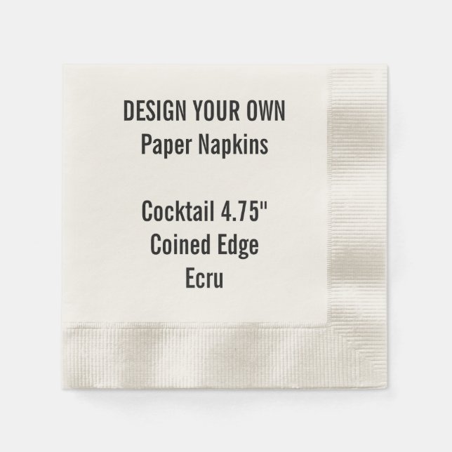 Personalized ECRU Coined Cocktail Paper Napkins (Front)