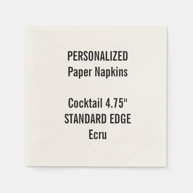 Personalized Ecru Standard Cocktail Paper Napkins (Front)