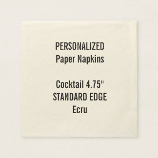 Personalized Ecru Standard Cocktail Paper Napkins