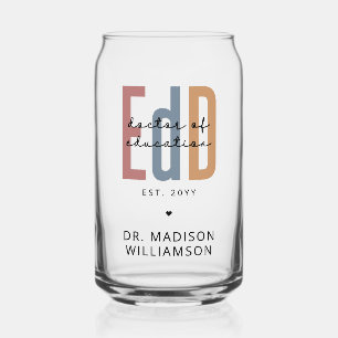 Personalized EdD Doctor Of Education Graduation Can Glass