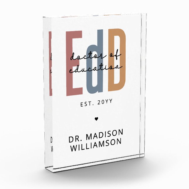 Personalized EdD Doctor Of Education Graduation Photo Block (Left)