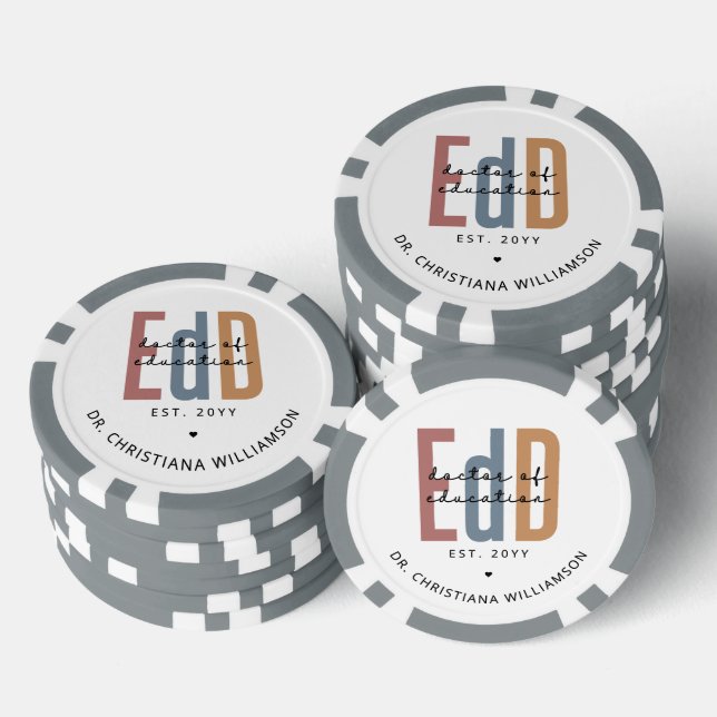 Personalized EdD Doctor Of Education Graduation Poker Chips (Stack)