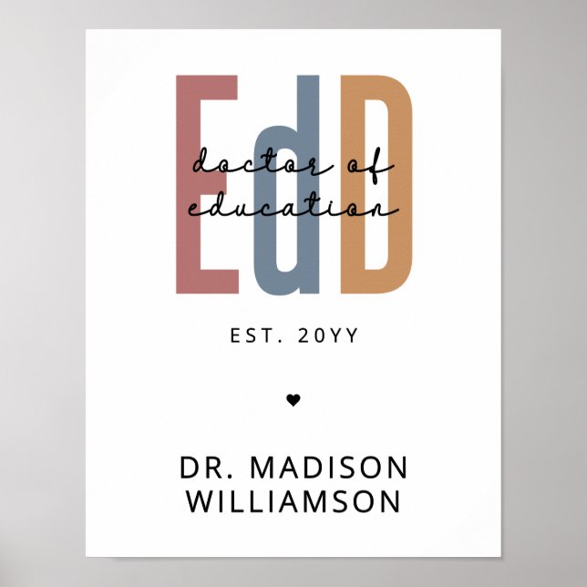 Personalized EdD Doctor Of Education Graduation Poster (Front)