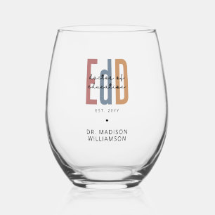 Personalized EdD Doctor Of Education Graduation Stemless Wine Glass