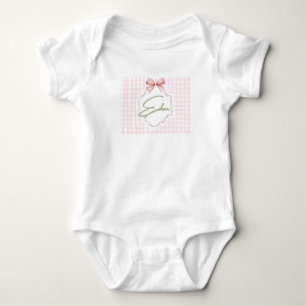Personalized Eden Baby Girl Nursery Bow&Gingham Bodysuit