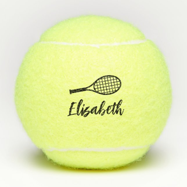 Personalized Edgy Modern Script Name  Tennis Balls (Front)