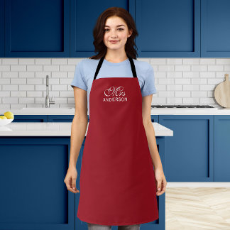 Personalized Editable Colors Elegant Script Mrs Apron