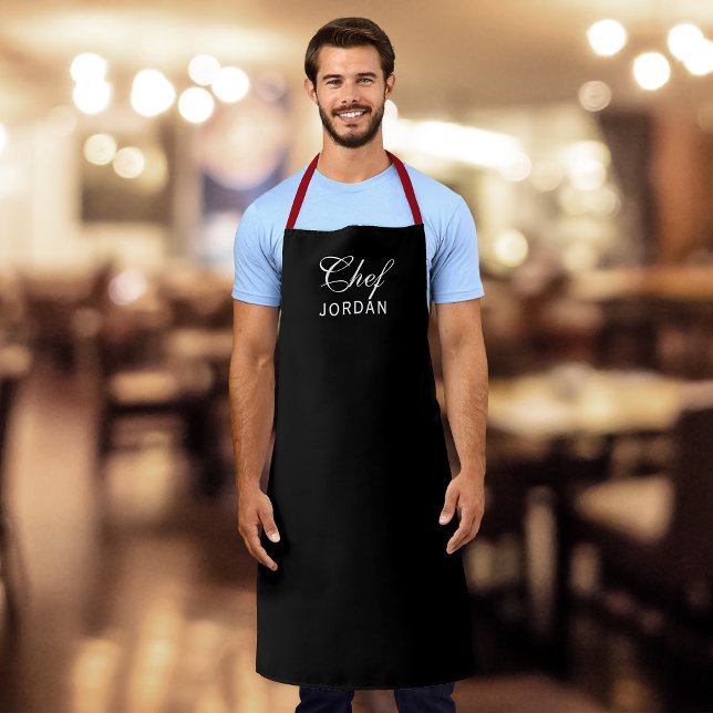 Personalized Editable Colours Elegant Script Chef Apron (Creator Uploaded)