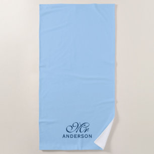 Personalized Editable Colours Elegant Script Mr Beach Towel