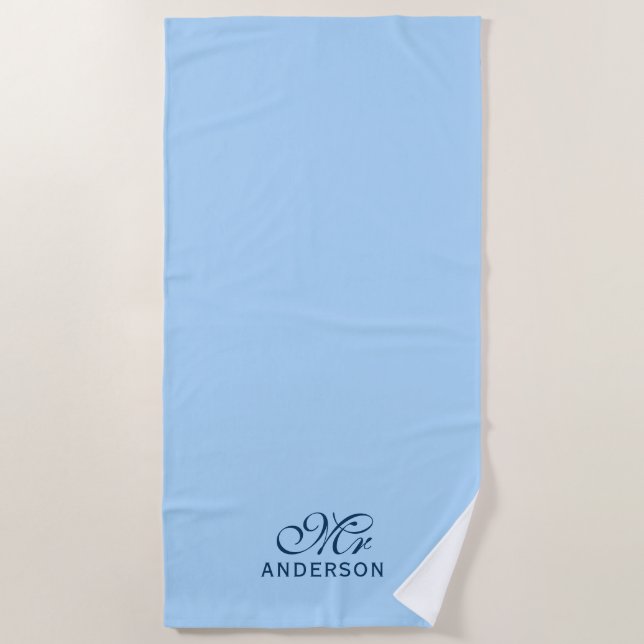 Personalized Editable Colours Elegant Script Mr Beach Towel (Front)