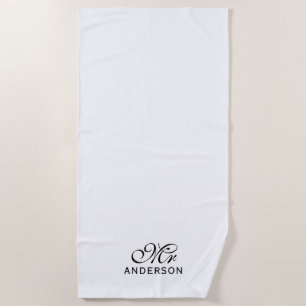 Personalized Editable Colours Elegant Script Mr Beach Towel