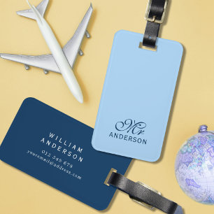 Personalized Editable Colours Elegant Script Mr Luggage Tag
